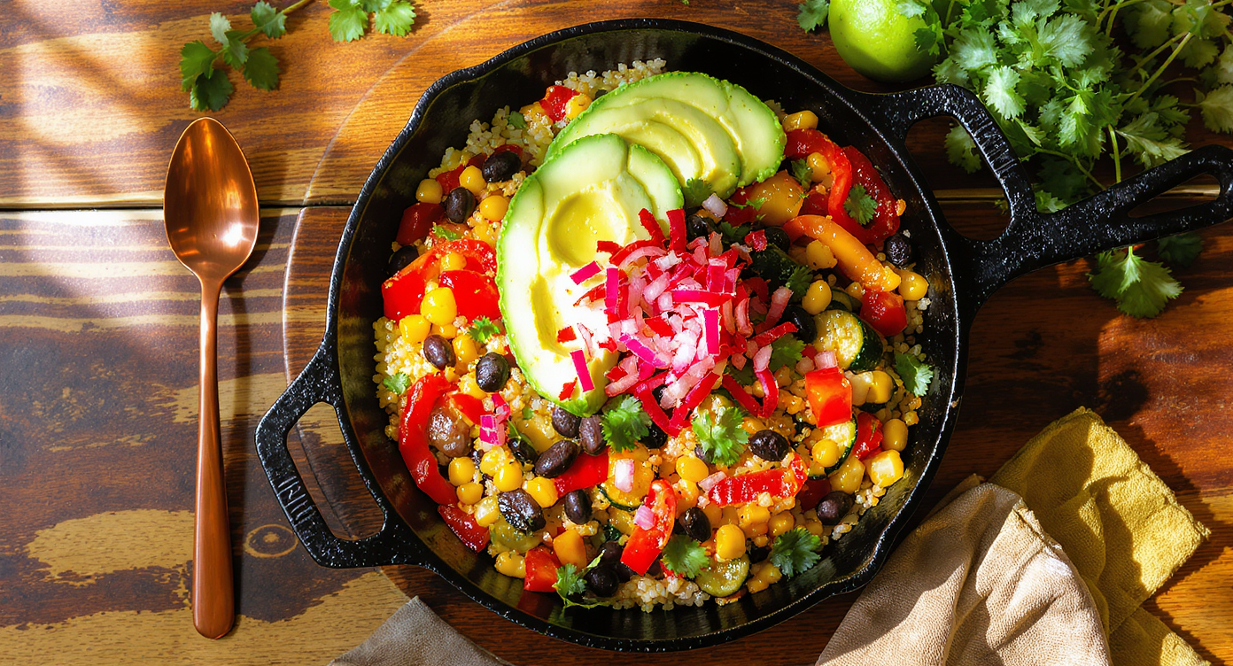 Boogaloo Beans & Rainbow Veggie Sizzle Bowl