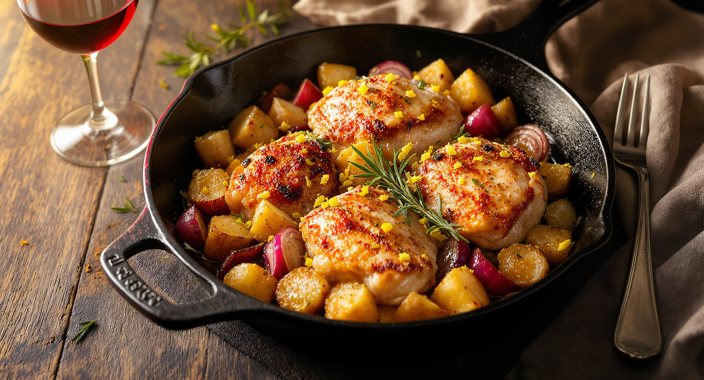 Lemon Rosemary Roasted Chicken & Crispy Potatoes