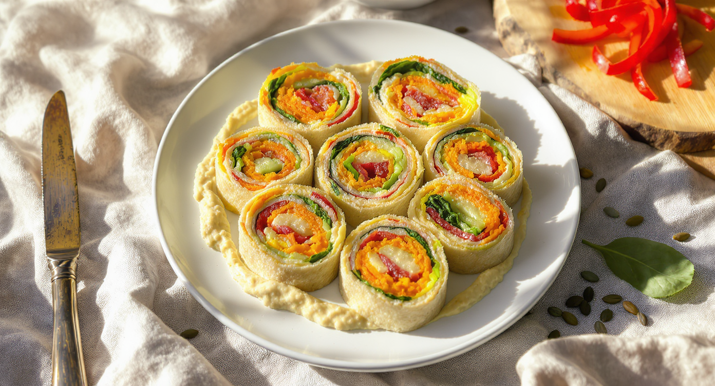 Rainbow Veggie Pinwheel Wraps