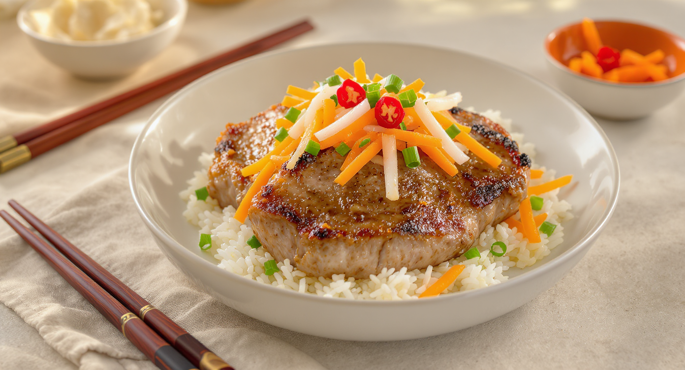 Vietnamese Lemongrass Pork Chops with Pickled Carrots & Daikon