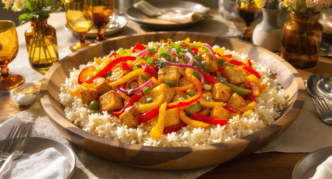 Boogaloo-Inspired Spicy Veggie Stir-Fry with Communal Rice