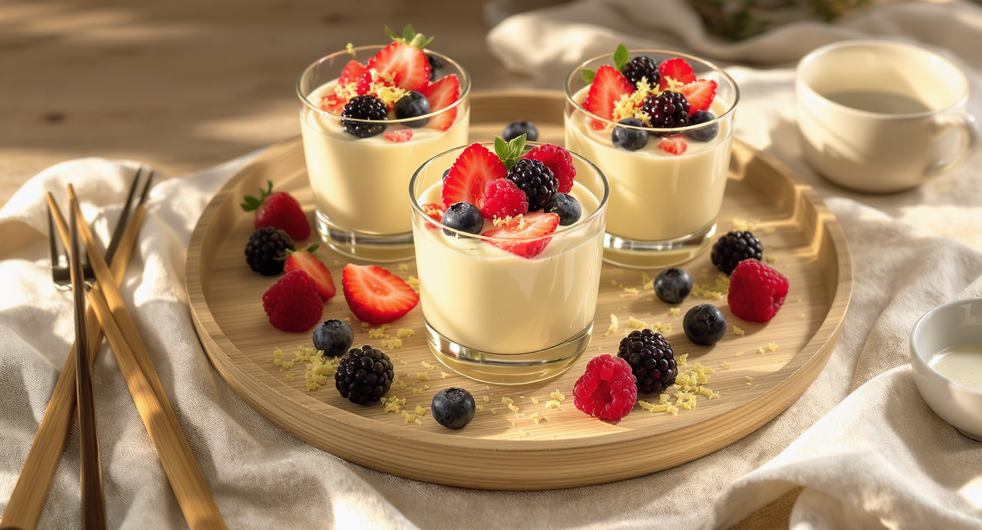 Vanilla Bean Cream Pots with Summer Berries