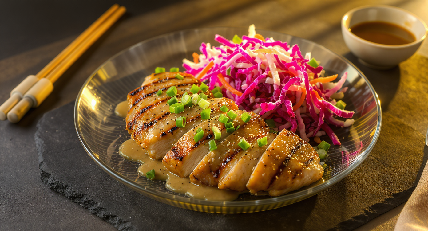 Peanut Butter Grilled Chicken with Tangy Slaw