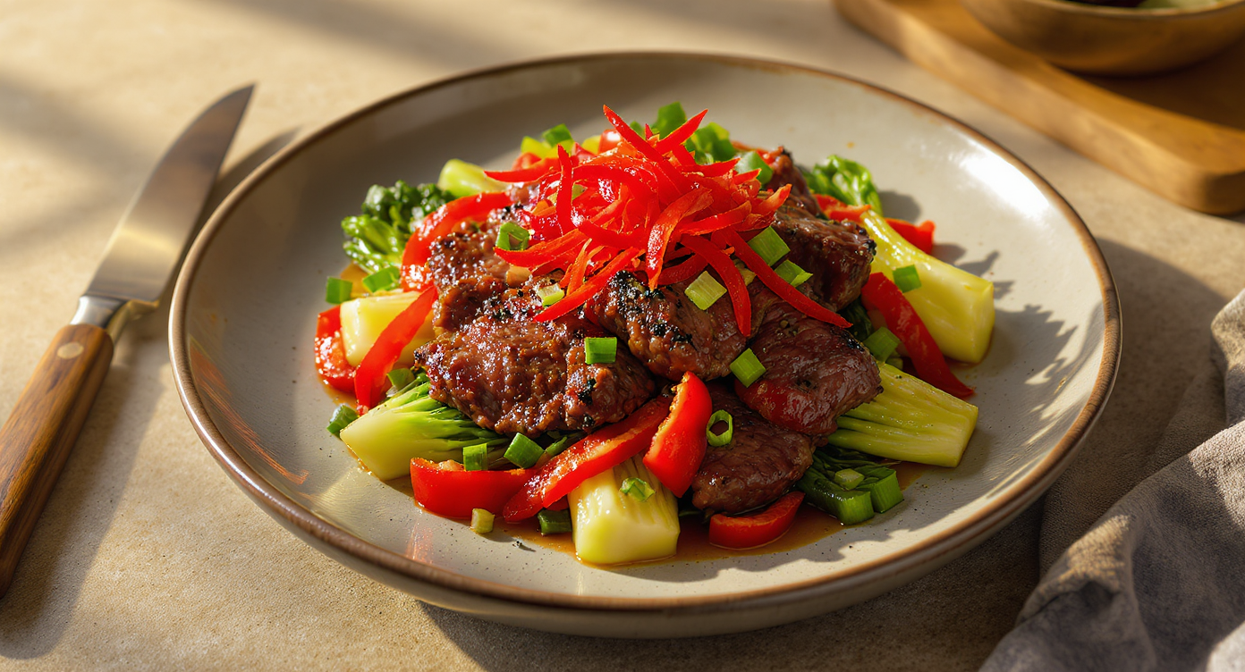 Pepper Beef with Bok Choy