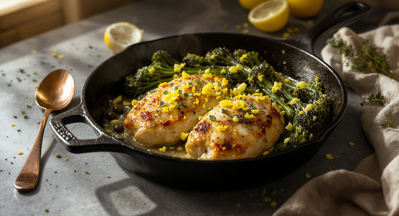 Zesty Lemon-Herb Chicken with Charred Broccolini
