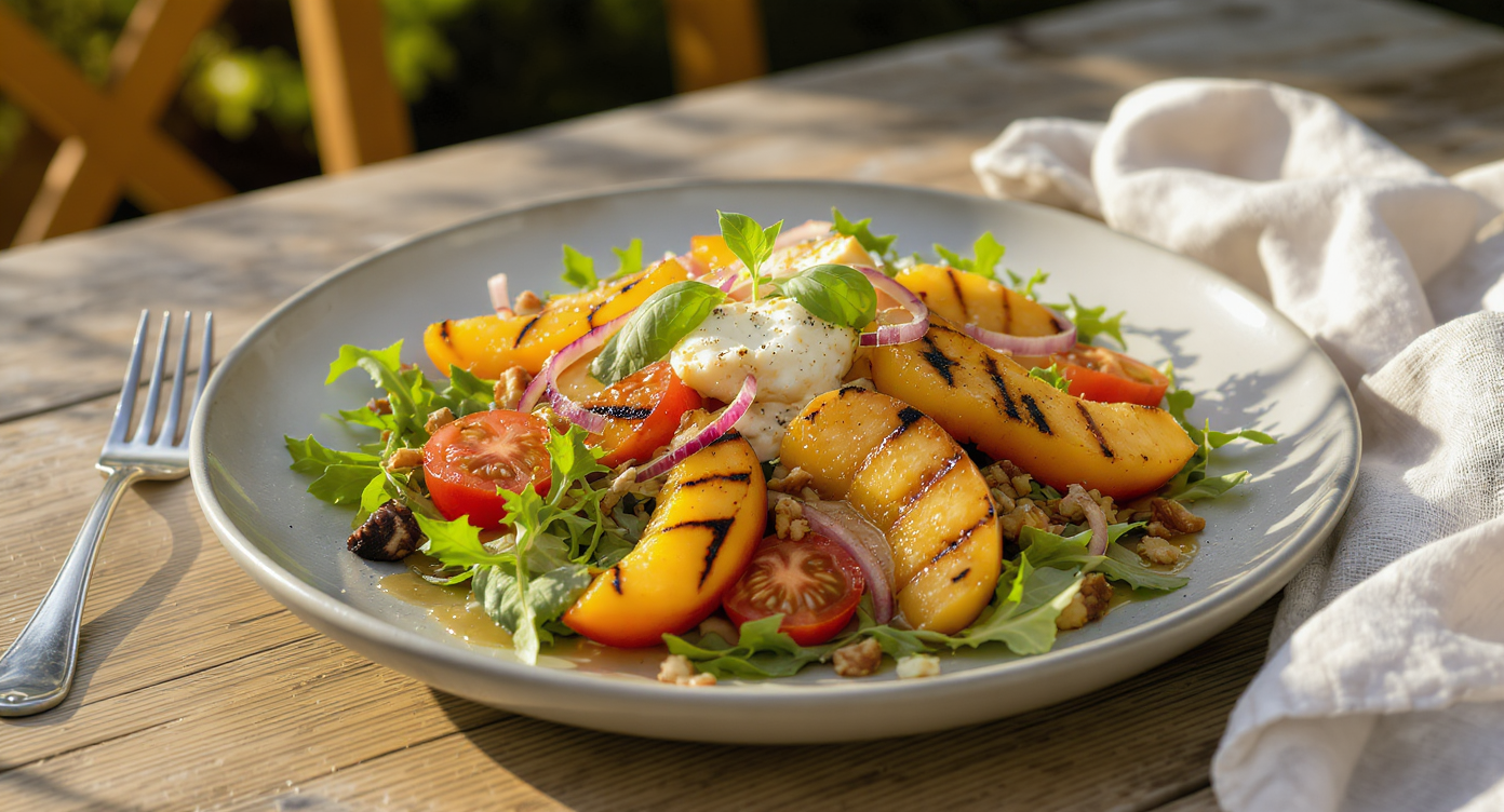 Ontario Summer Grilled Peach & Halloumi Salad