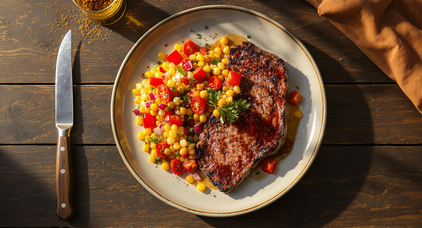 Arizona Sunset Grilled Steak with Charred Corn Salsa