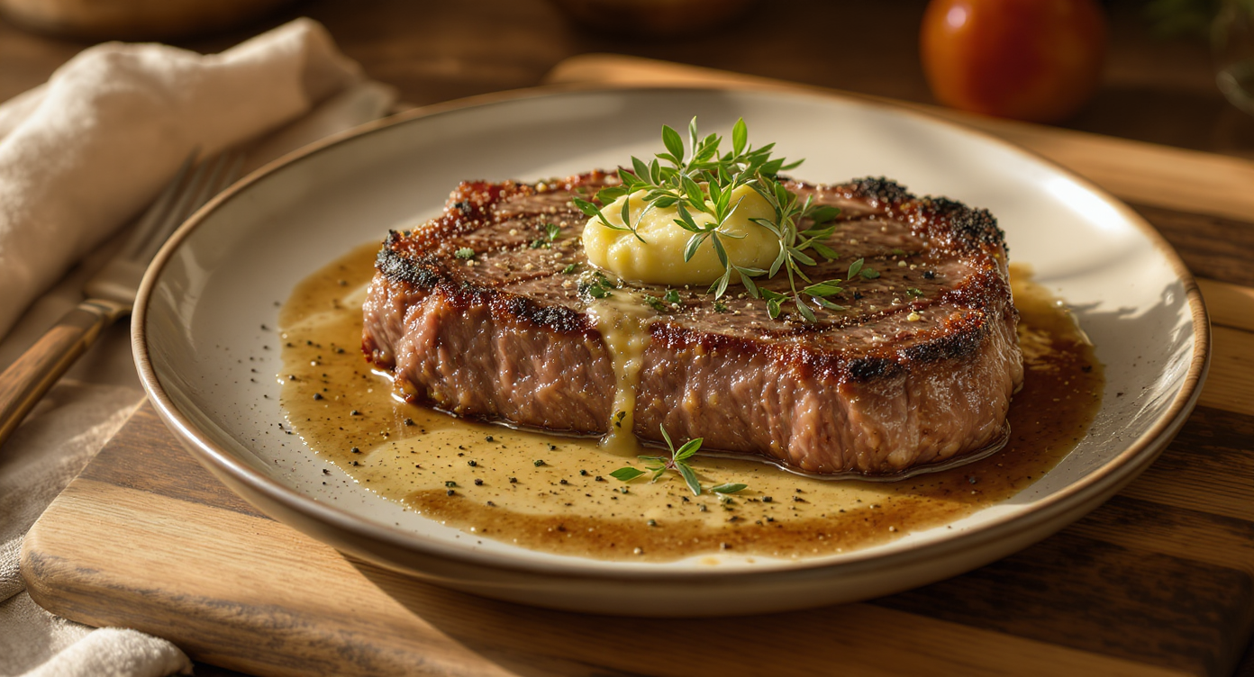 Perfect Pan-Seared Steak with Garlic Herb Butter