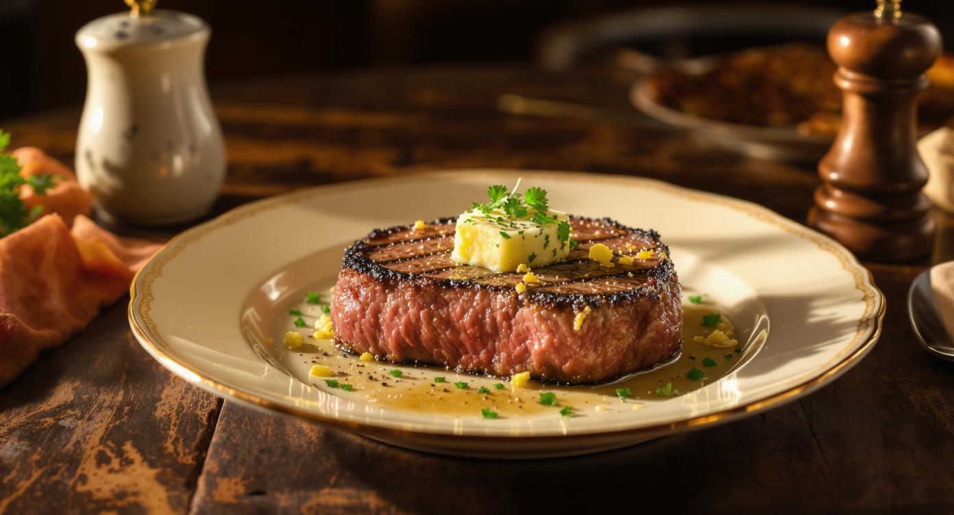 Grilled Ribeye Steak with Herb Butter