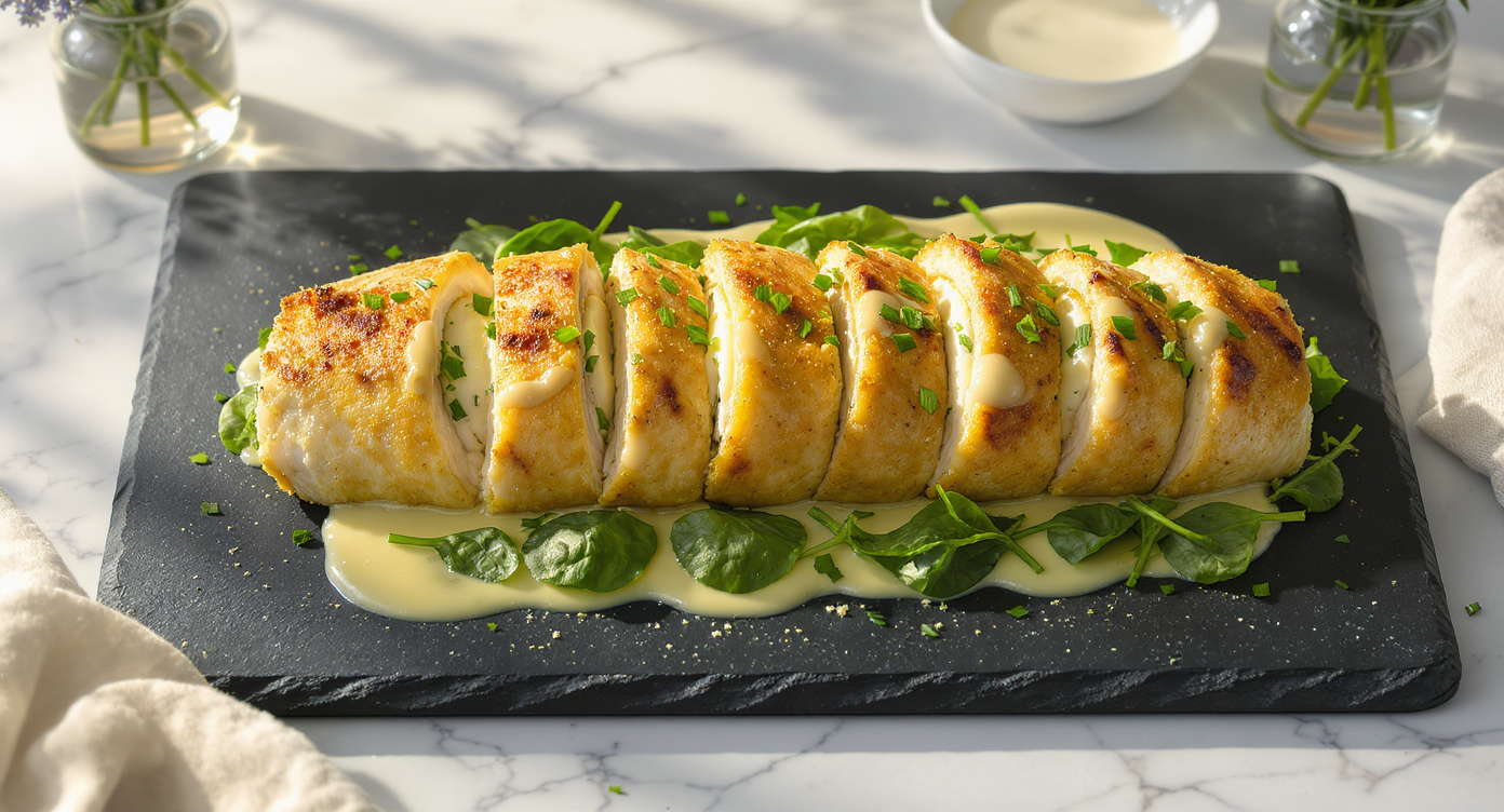 30-Minute Herbed Chicken Roulade with Lemon Cream Sauce