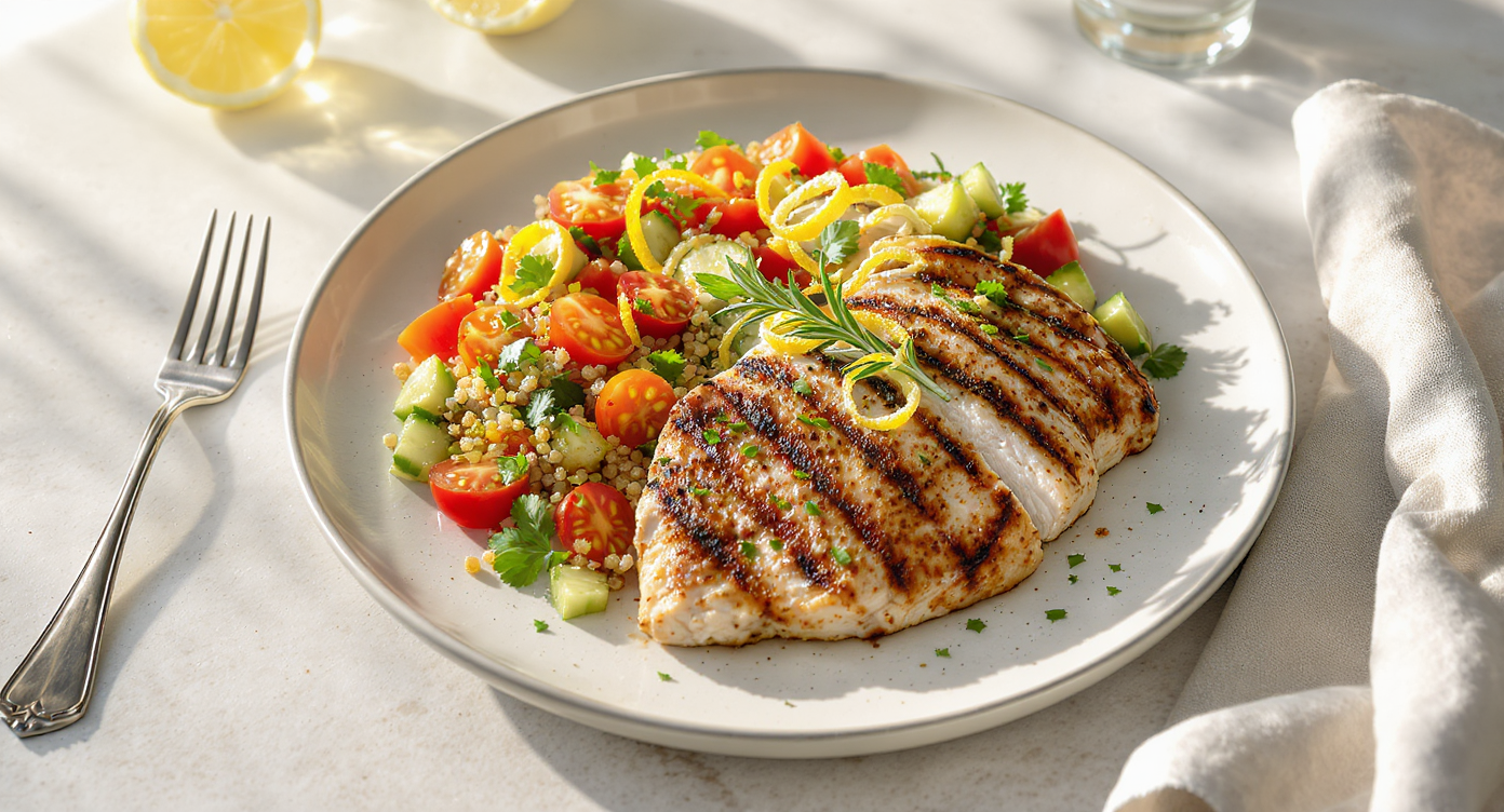 Lemon-Herb Grilled Chicken with Summer Quinoa Salad