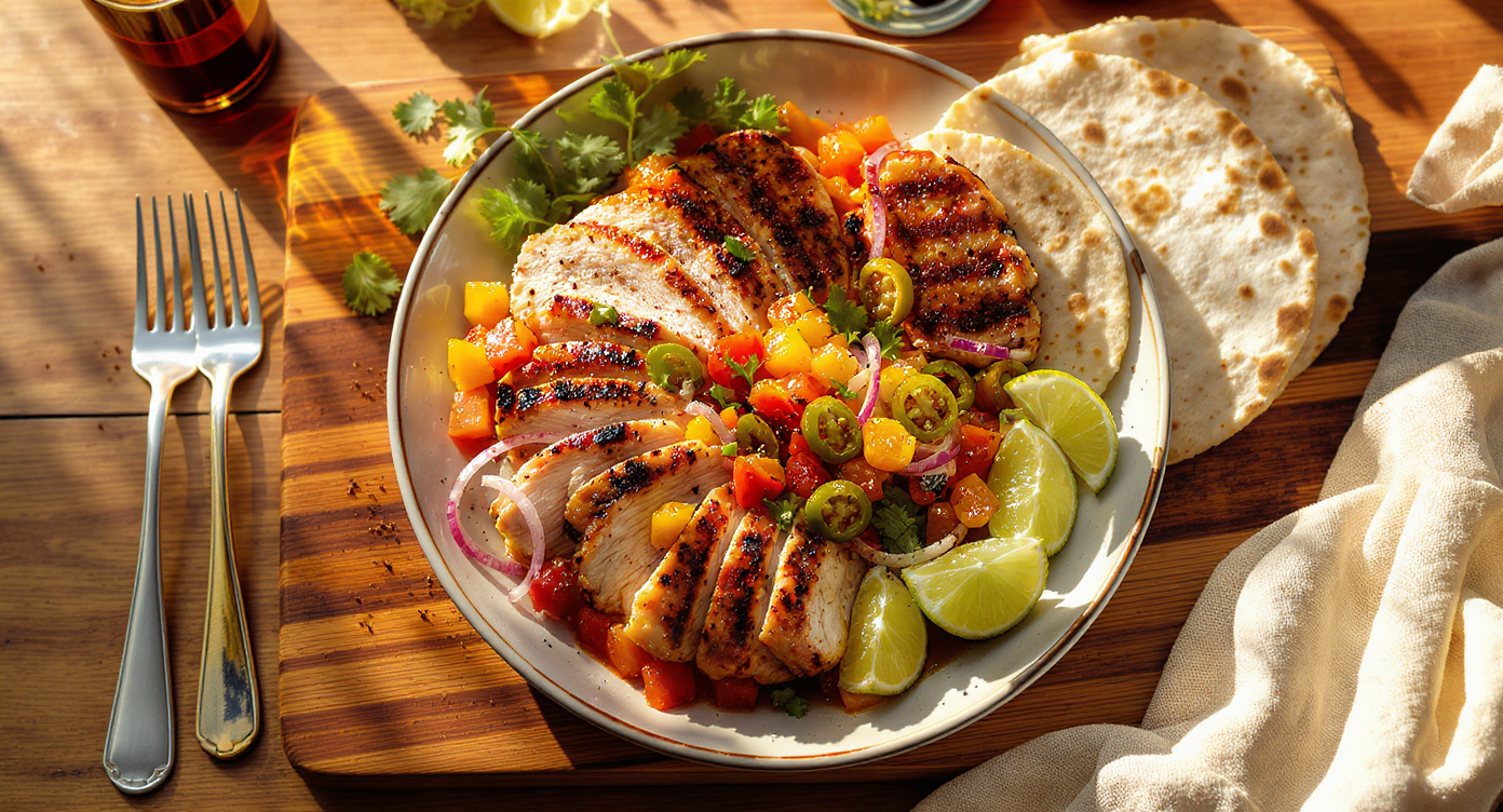 Pollo Loco (Grilled Citrus-Marinated Chicken with Charred Salsa)