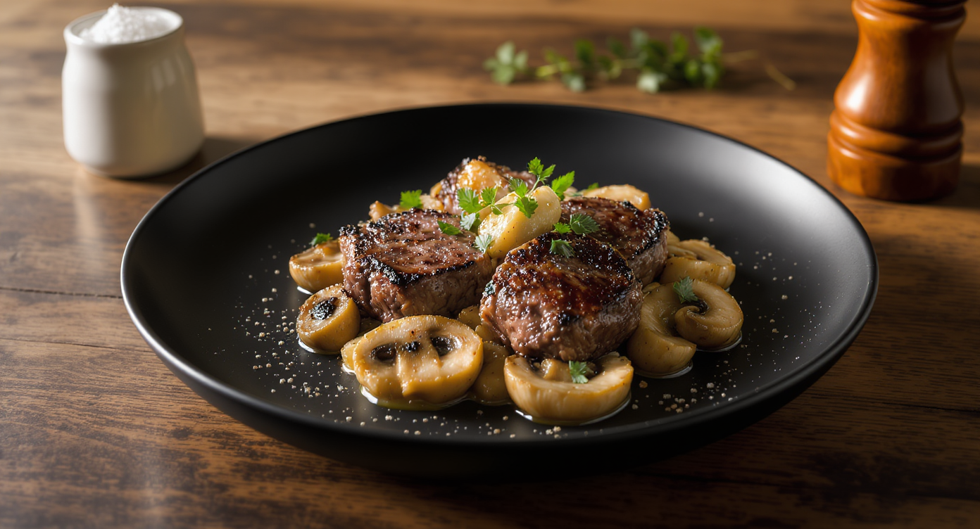 Wok-Seared Steak Bites with Garlic Butter Mushrooms (Keto-Friendly)