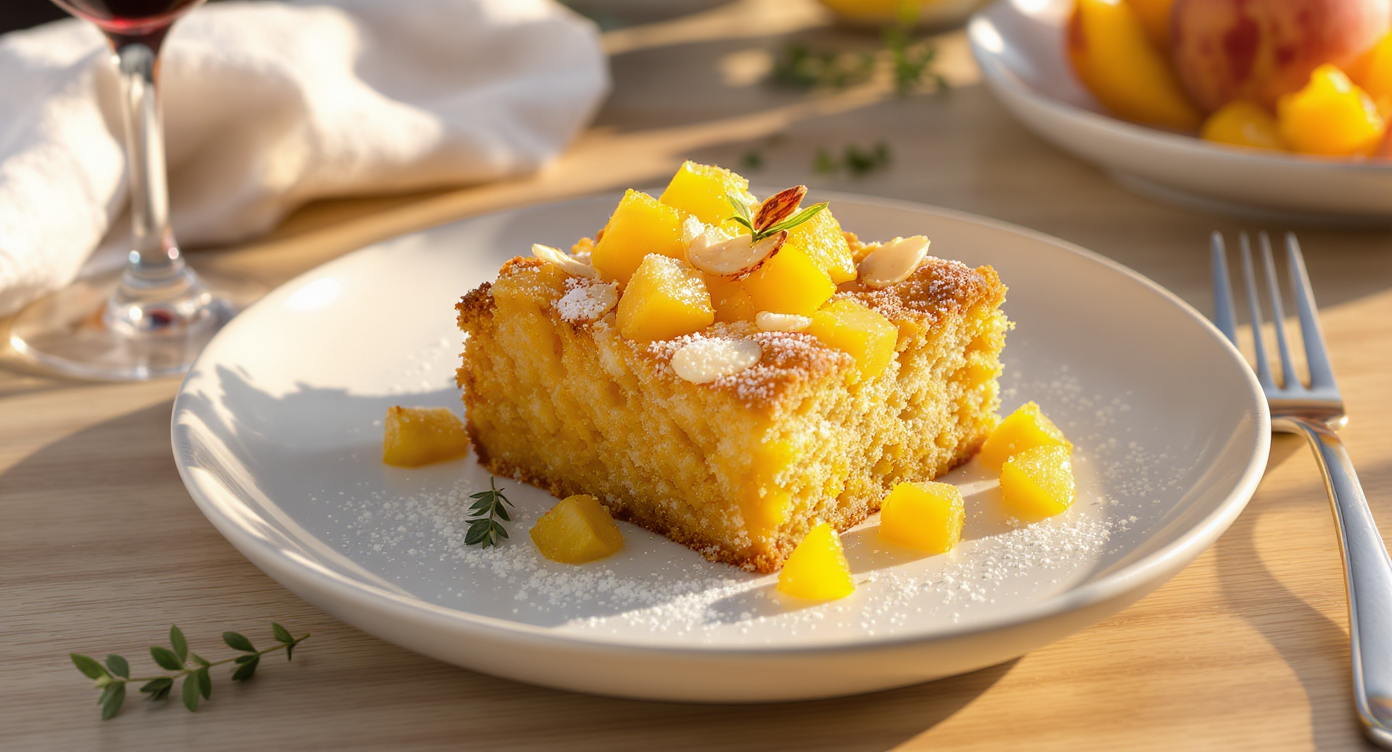 One-Bowl Protein Peach Snack Cake