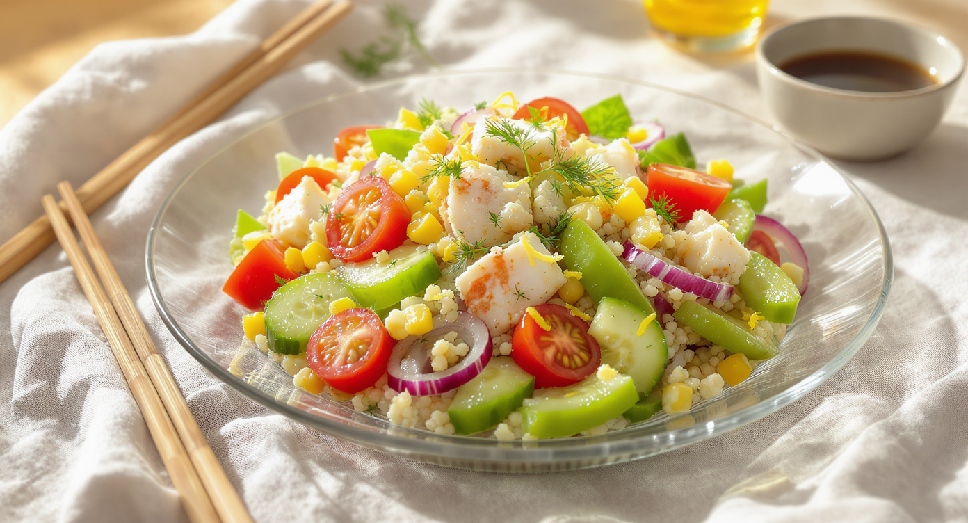 Chilled Crab & Summer Vegetable Salad with Lemon-Herb Vinaigrette