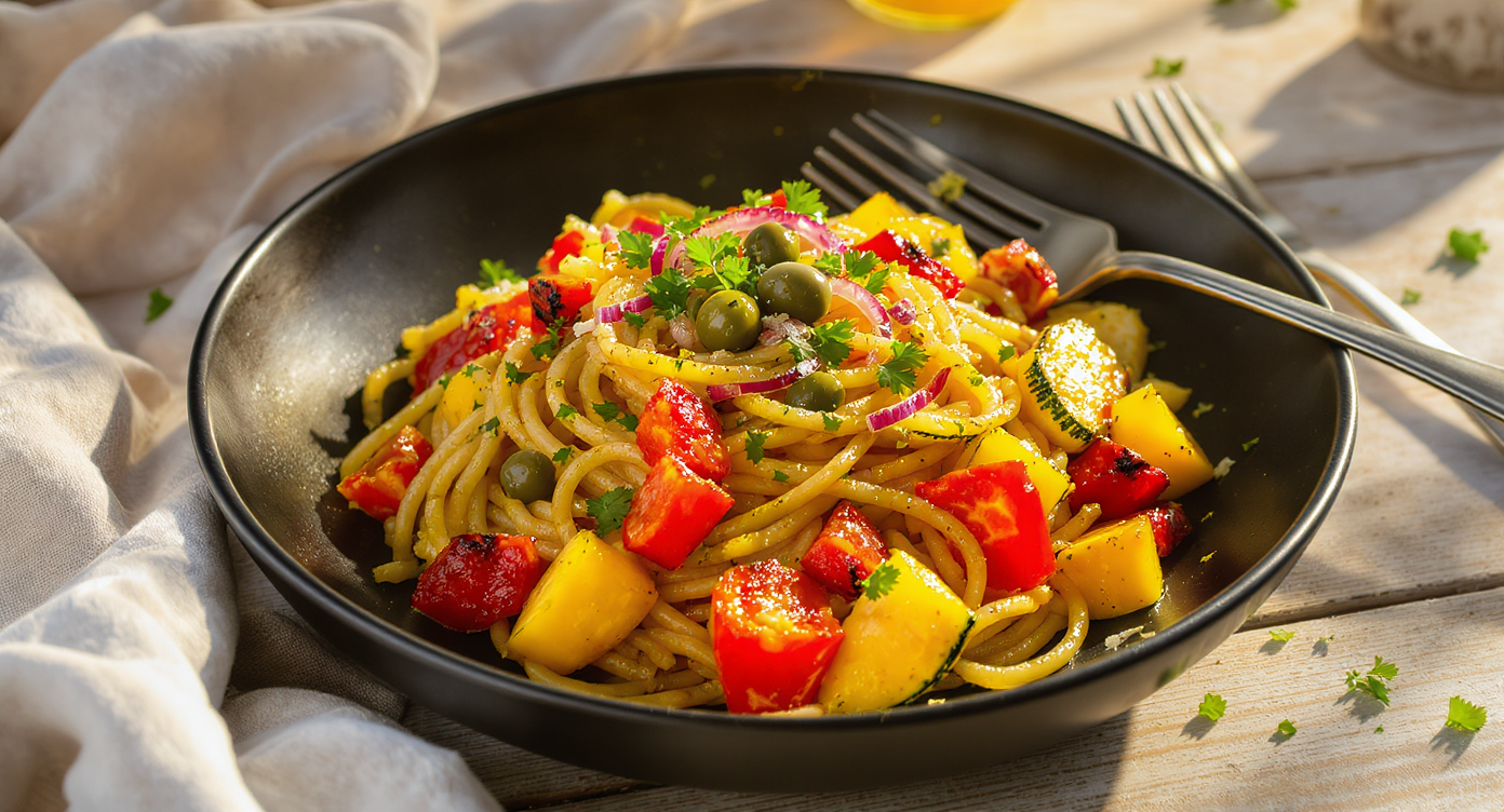 Epic High-Protein Pasta with Charred Vegetables & Anchovy-Caper Gremolata