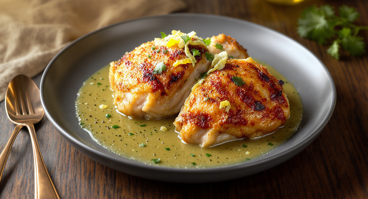 Crispy Pan-Roasted Chicken Thighs with Lemon Herb Pan Sauce