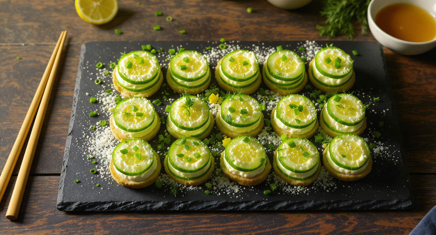 Herbed Goat Cheese & Cucumber Mille-Feuille Bites