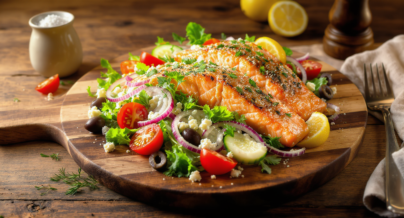 Mediterranean Salmon Salad with Lemon-Herb Vinaigrette