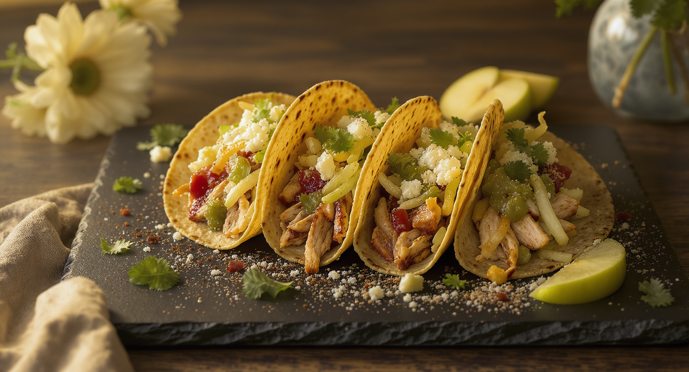 High-Protein Chicken & Green Apple Tacos with Tomatillo Salsa