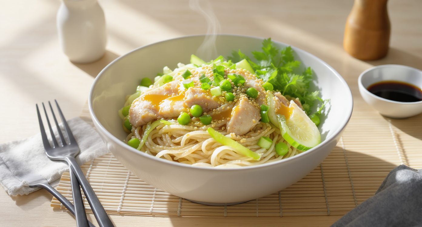Chilled Sesame-Ginger Chicken Soba Bowl