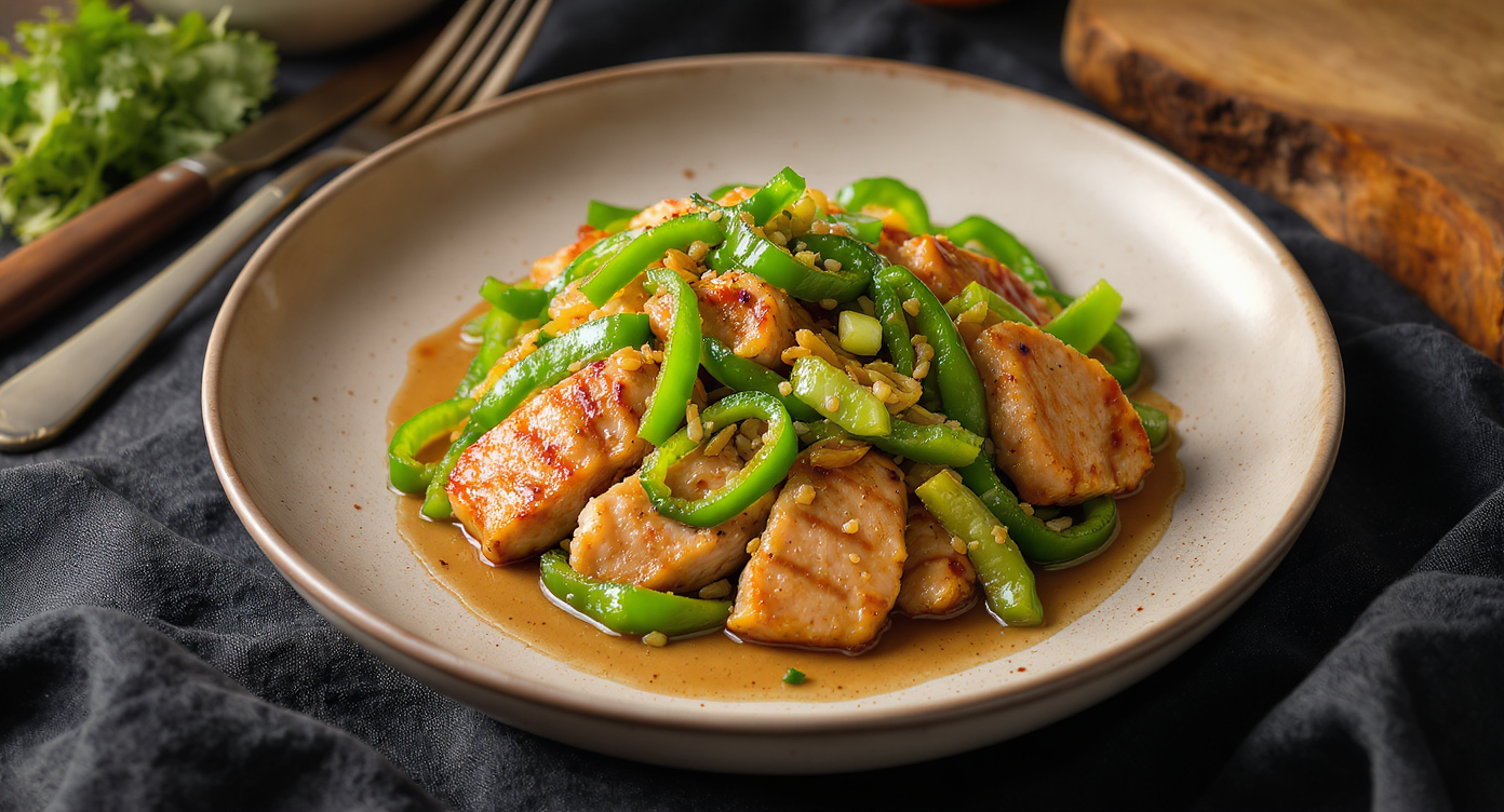 Wok-Seared Chicken Breast with Green Peppers