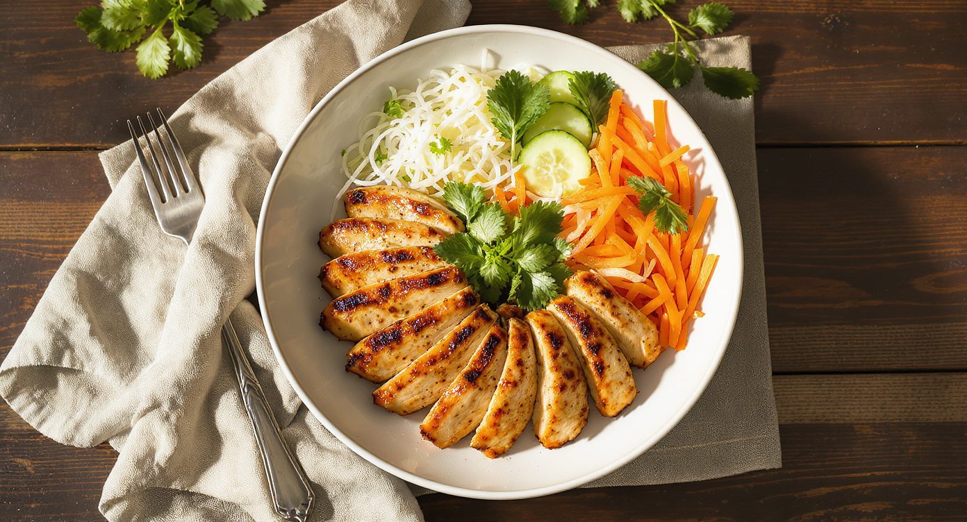 Vietnamese-Style Keto Cold Noodle Bowl with Lemongrass Chicken & Crunchy Veggies