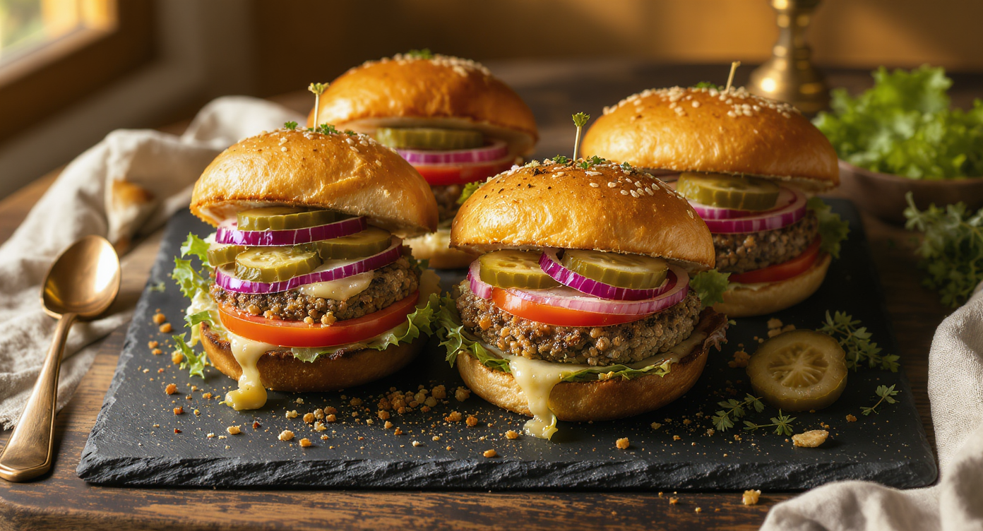 Umami-Packed Mushroom & Farro Veggie Burgers