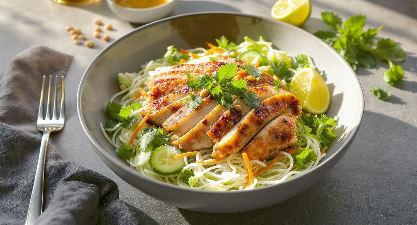 Vietnamese Keto Cold Noodle & Lemongrass Chicken Bowl
