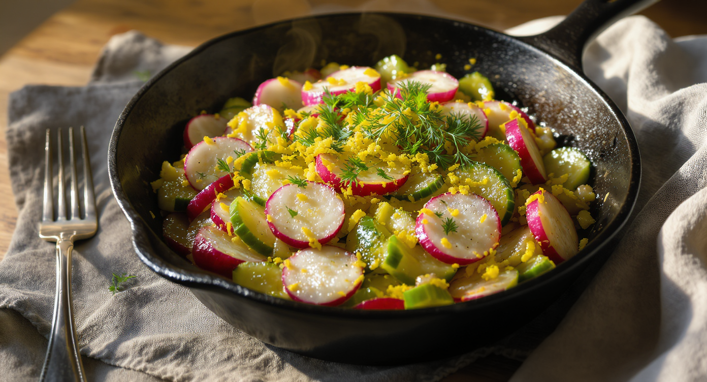 Sautéed Radish and Cucumber with Lemon and Fresh Herbs