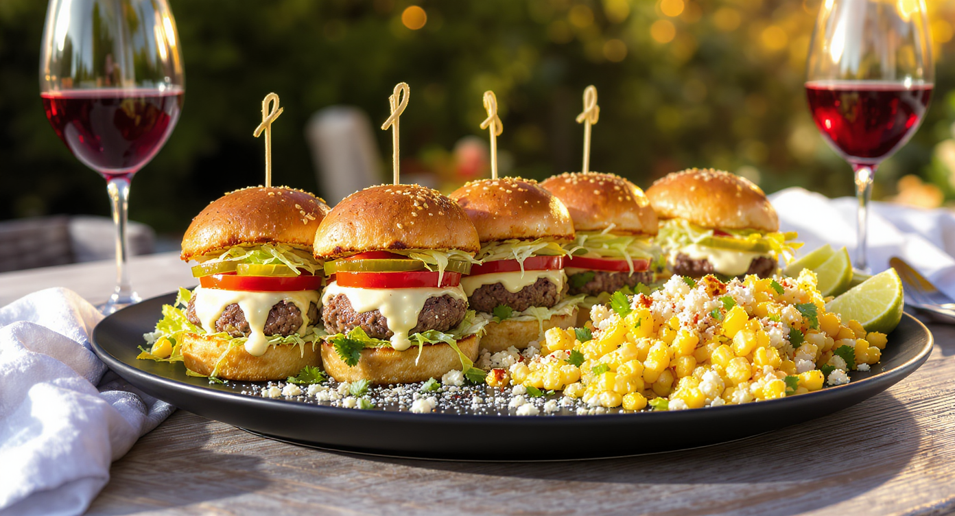 Griddle Smashburger & Loaded Street Corn Platter with Tangy Comeback Sauce