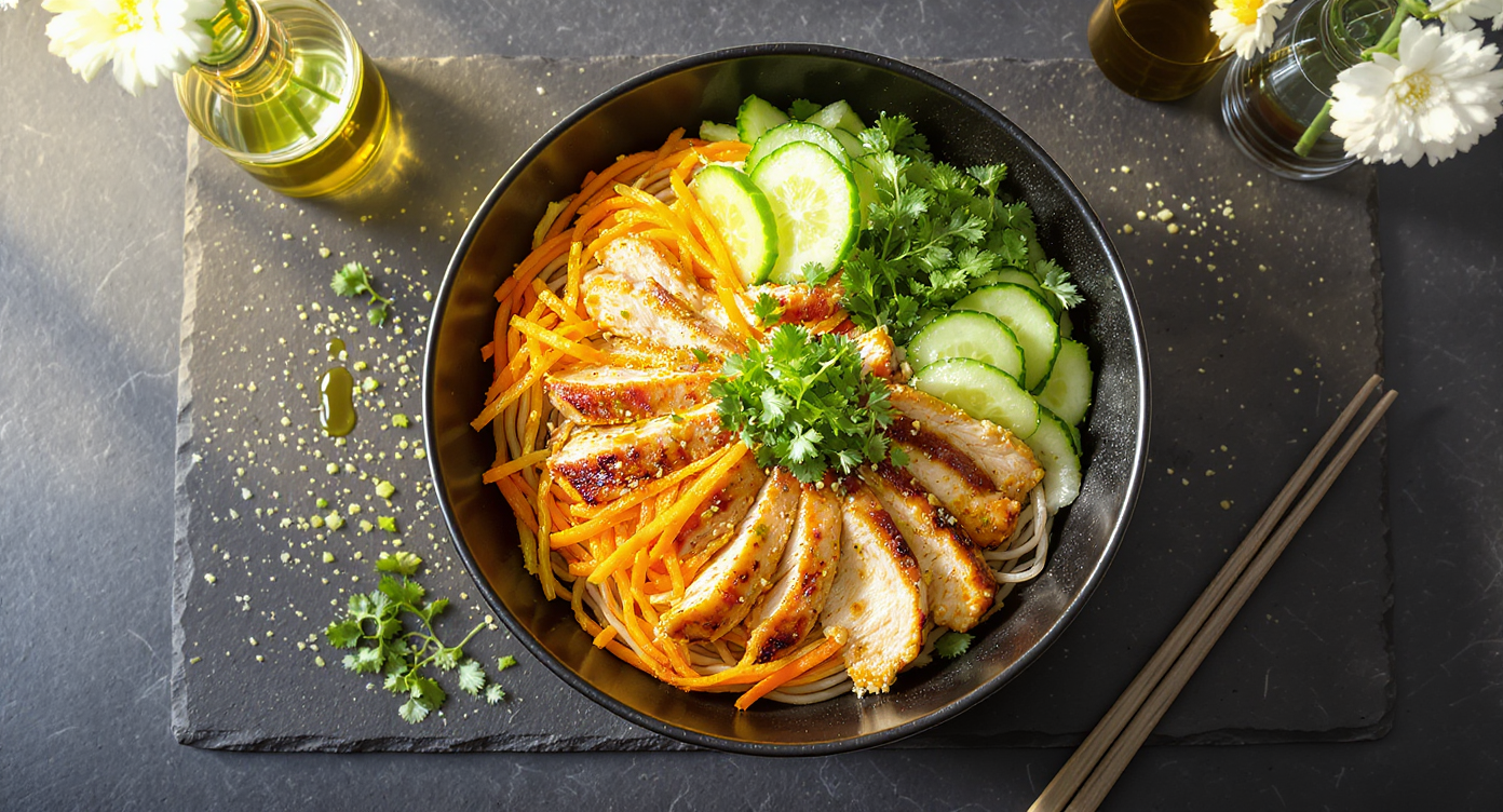 Chilled Lemongrass Chicken Soba Noodle Bowl