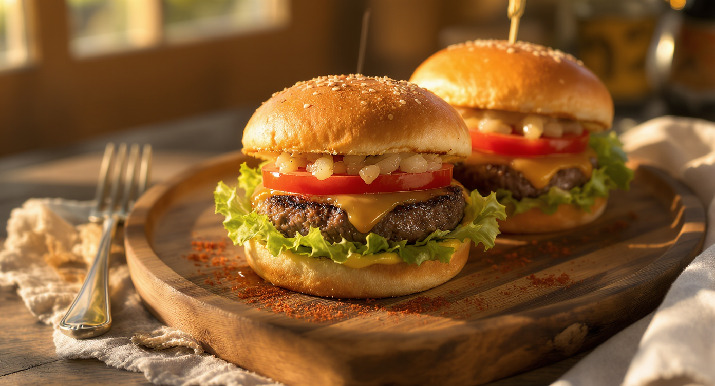 Smoky Classic Burgers with Tangy Onion Relish