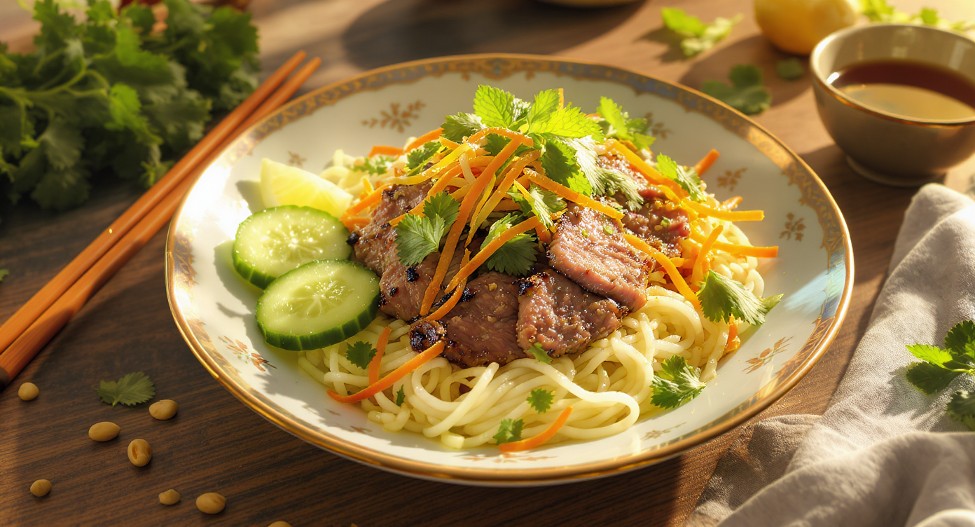 Vietnamese Lemongrass Beef & Herb Cold Noodle Bowl