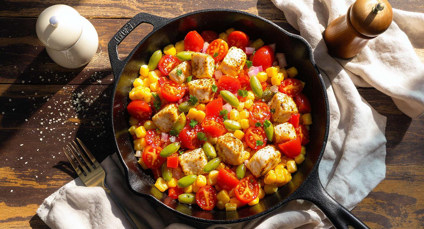 California Chicken Succotash with Wok-Hei Style Sear
