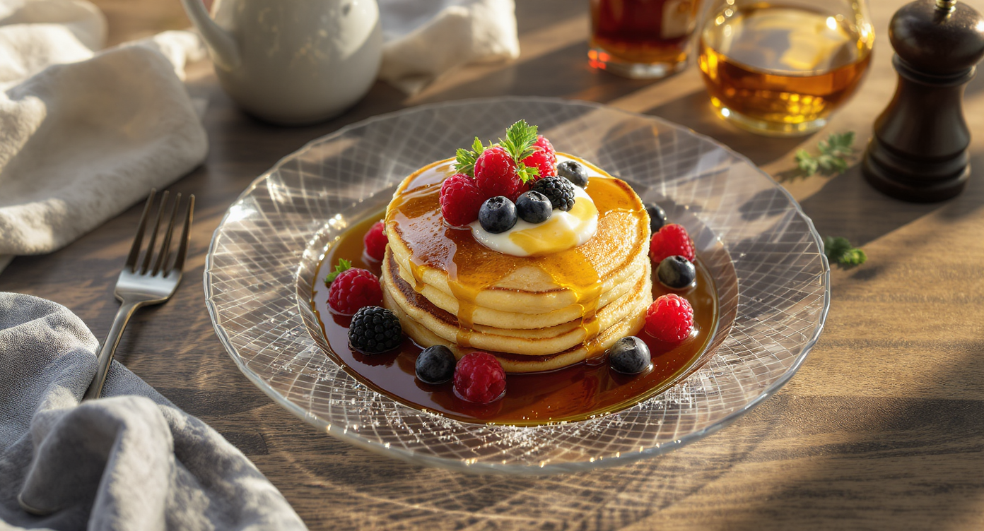 Fluffy Overnight Pancakes with Maple Yogurt