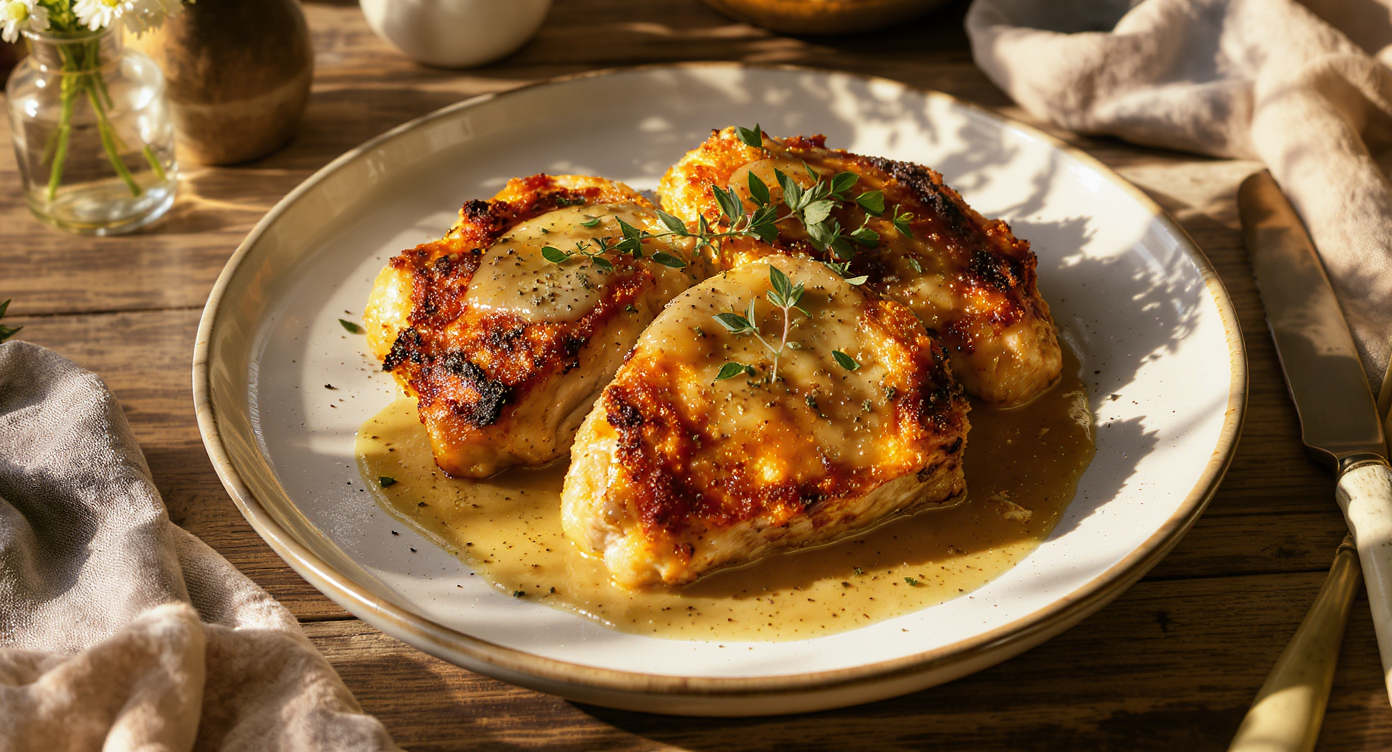 Crispy Skillet Chicken Thighs with Herbed Pan Sauce