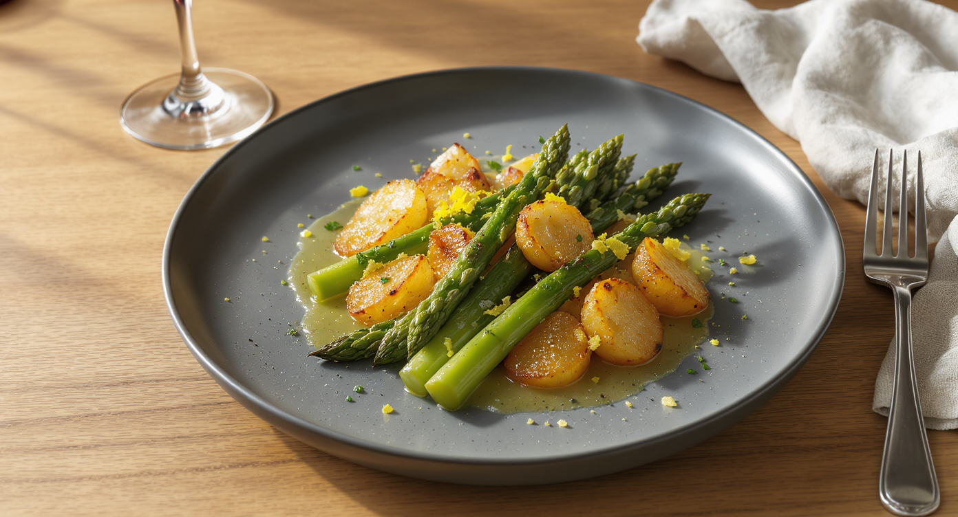 Crispy Roasted Potatoes & Asparagus with Lemon Herb Vinaigrette