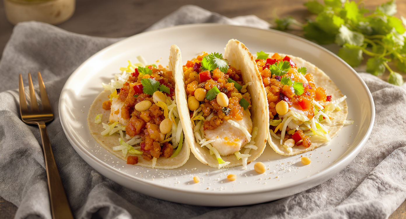 Asian Salsa Macha Fish Tacos