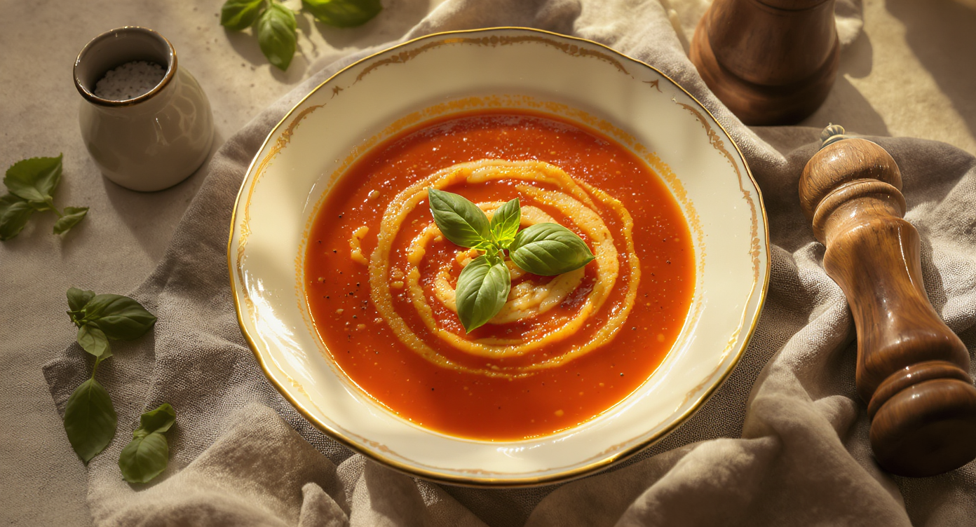 Sun-Kissed Tomato Soup with Olive Oil and Basil