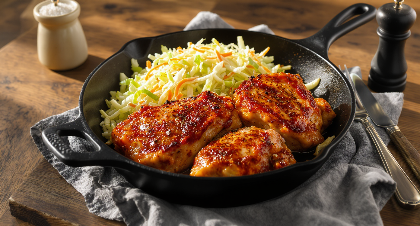 Keto American BBQ Chicken Thighs with Creamy Slaw