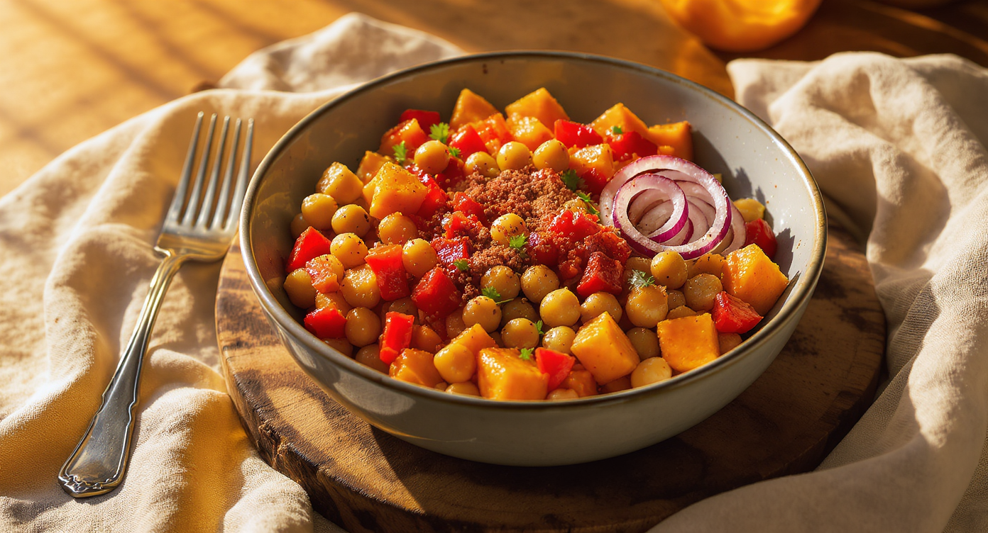 Moroccan-Spiced Chickpea & Roasted Vegetable Bowl
