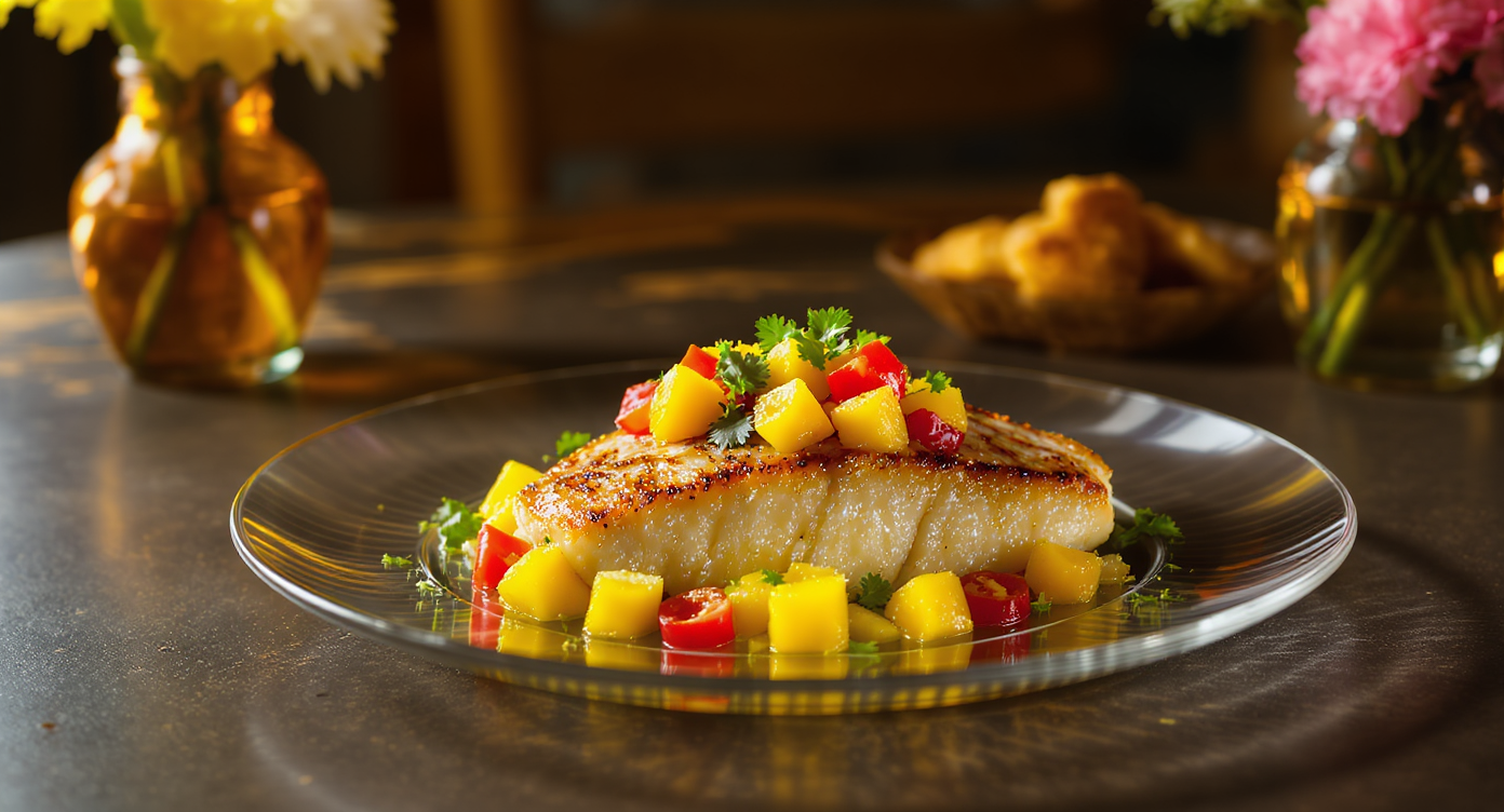 Tropical Caribbean Fish with Mango Salsa