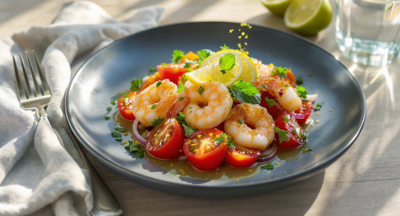 Chilled Citrus-Herb Shrimp with Summer Tomato Salad