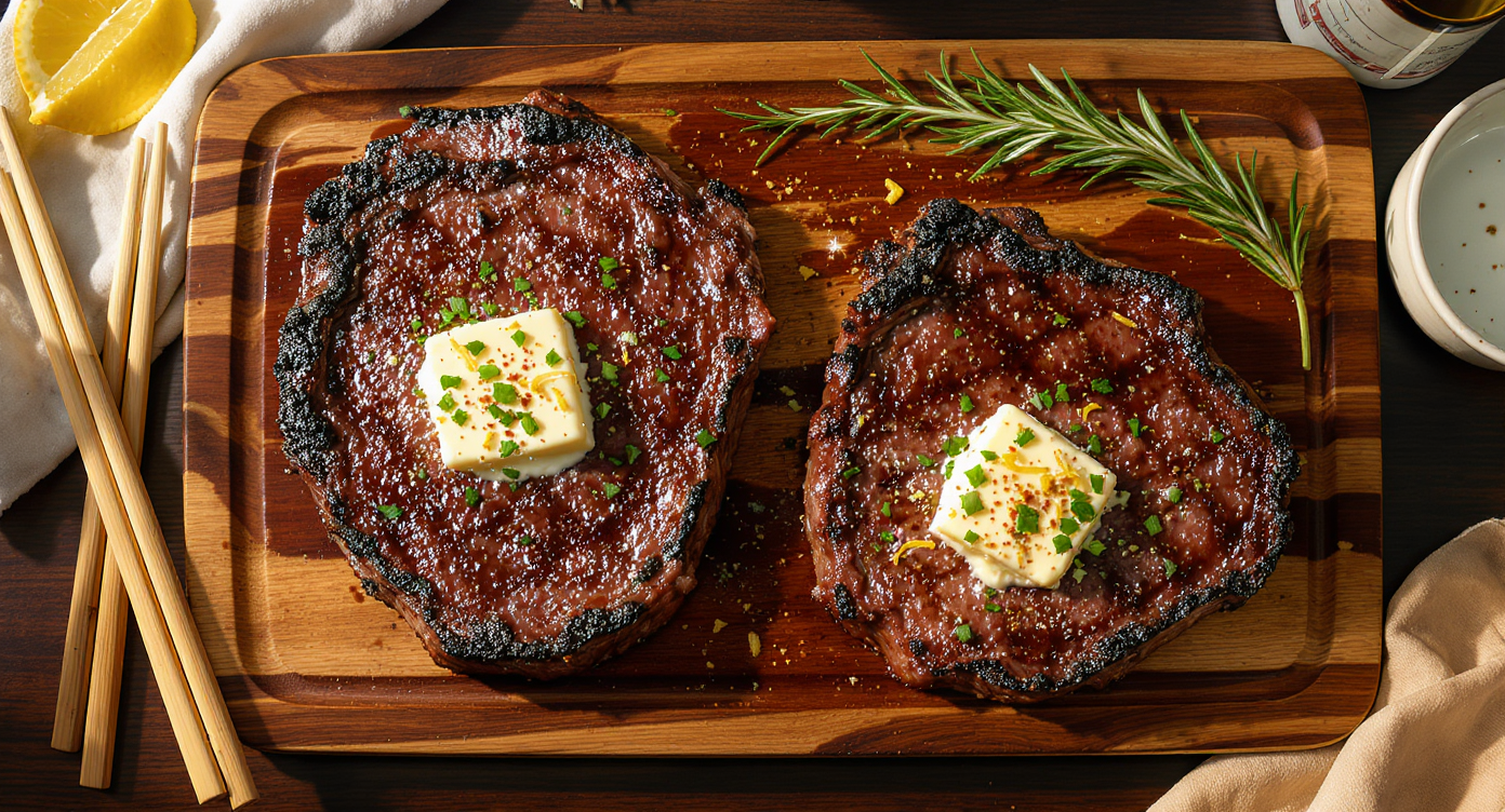 Grilled Kansas City-Style Beef Steaks with Smoky Herb Butter