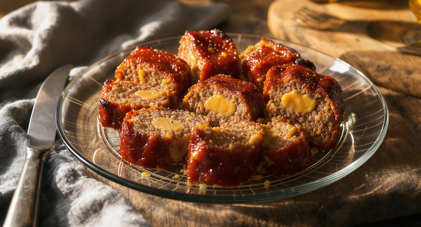 Mini Cheddar-Stuffed Beef Meatloaves