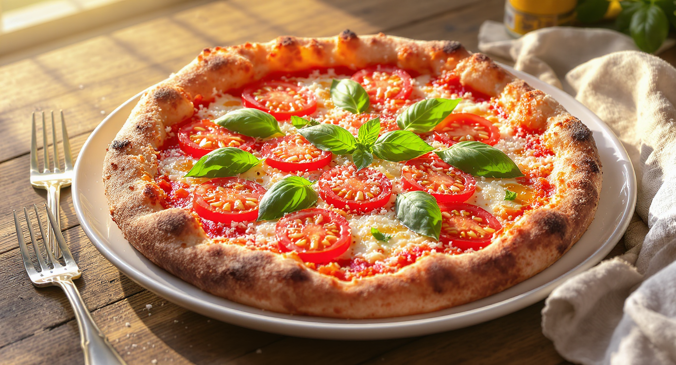 Keto Margherita Pizza with Crispy Cheese Crust