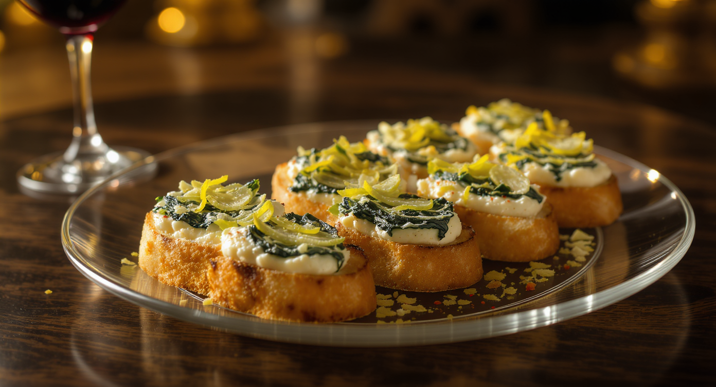 Charred Spinach & Ricotta Crostini