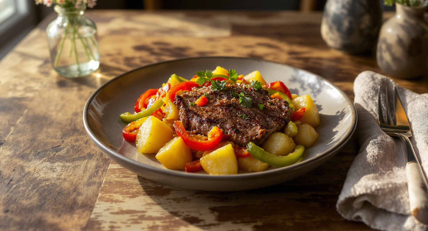 One-Pan Steak, Potato, and Bell Pepper Hash
