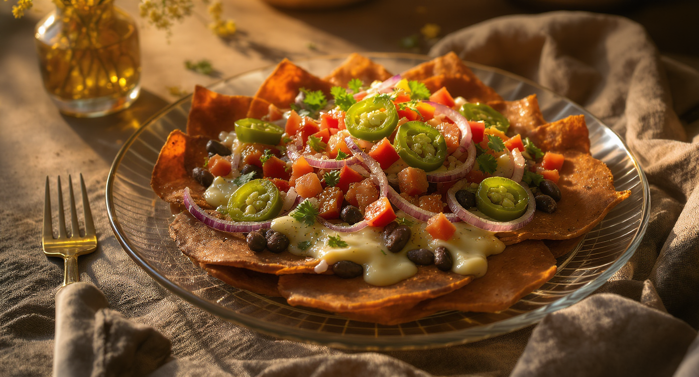Loaded Sweet Potato & Black Bean Nachos